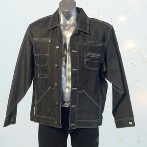 Kno Betta Lion Men's Black Denim Jacket in size L - NWOT